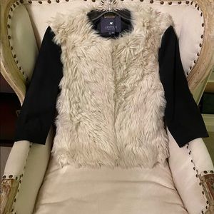 Gryphon 100% black leather and fur jacket